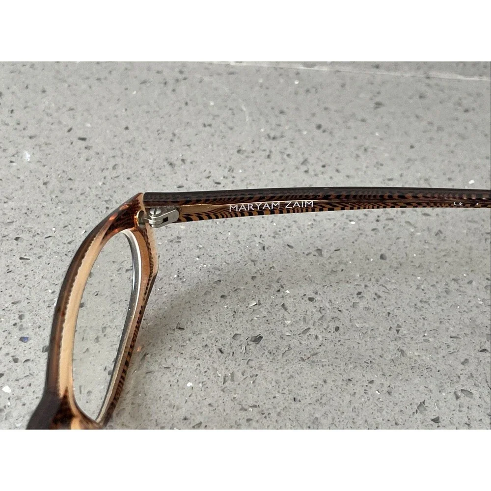 Maryam Zaim Eyeglasses Frames ONLY P07-70 Full Rim Brown Cat Eye